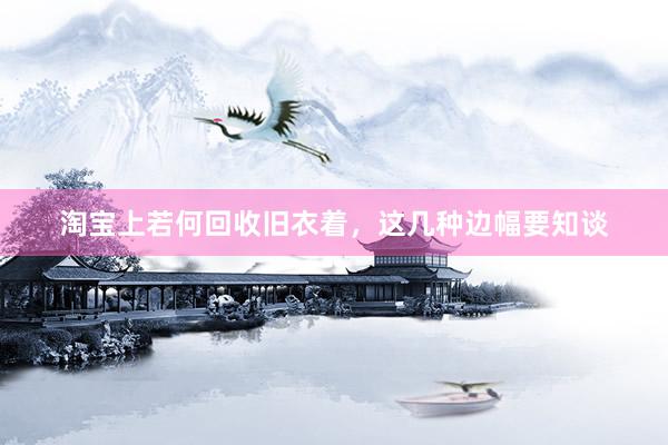 淘宝上若何回收旧衣着，这几种边幅要知谈