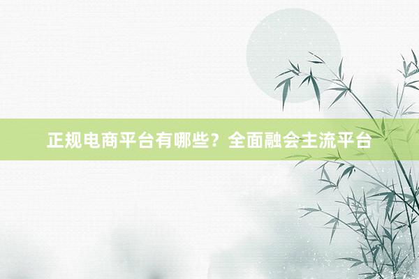 正规电商平台有哪些？全面融会主流平台